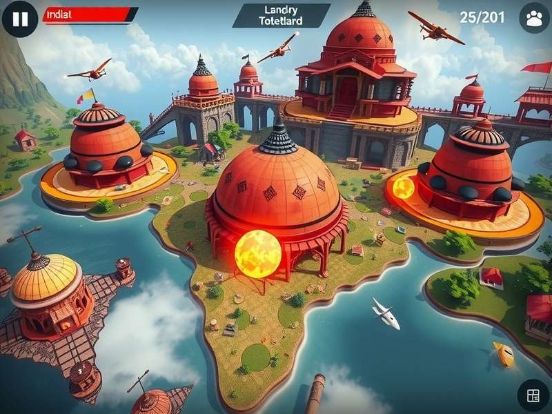 Vigor Virtuoso game screenshot showing colorful Indian-themed battle arena